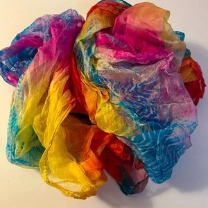 Colorful Multi color Vibrant Lightweight Spring Summer Gauze Scarf